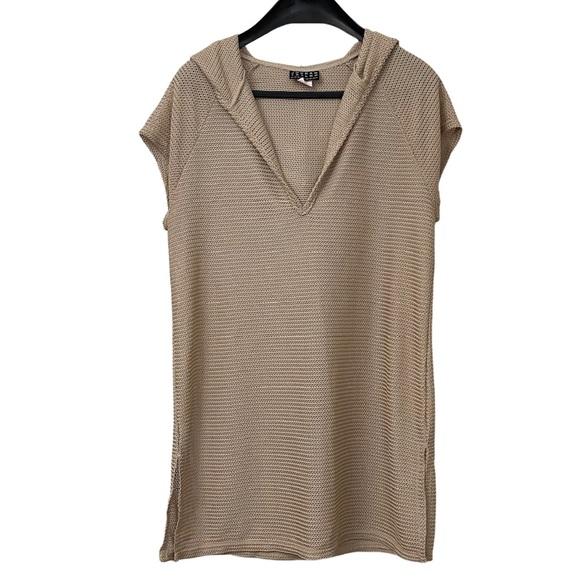 JORDAN TAYLOR BEACHWEAR | OPEN KNIT HOODED COVER-UP | TAN | L - Picture 2 of 8